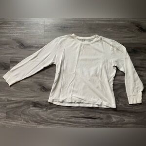 🩷Women’s large Gap white grey textured thermal long sleeve